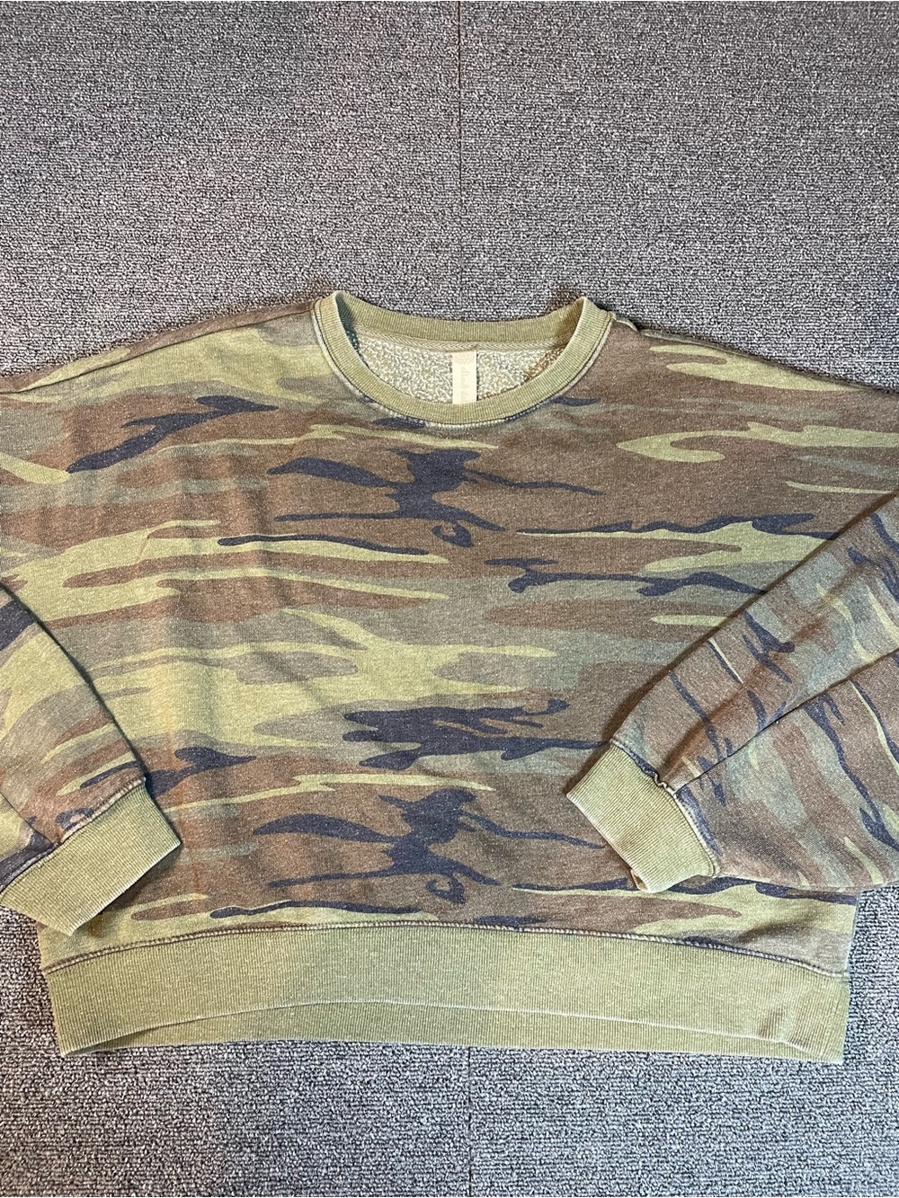 Altar'd State Green and Brown Camo Crewneck Sweater